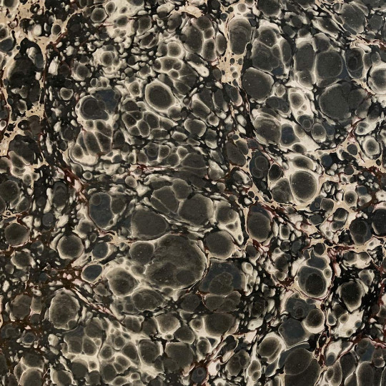 Hand Marbled Paper Stone Marble Pattern in Black, Grey and Cream ~ Berretti Marbled Arts
